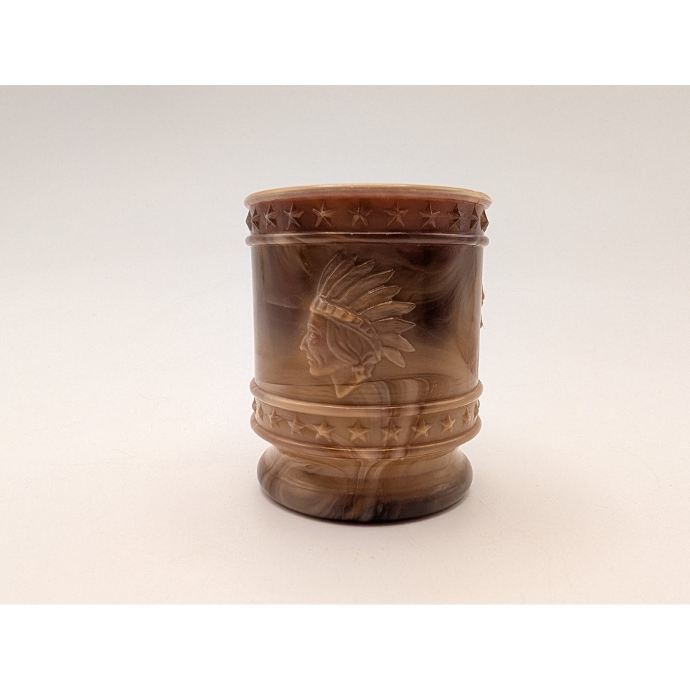 Bob St. Clair Brown Slag Glass Bicentennial Toothpick Holder George Washington